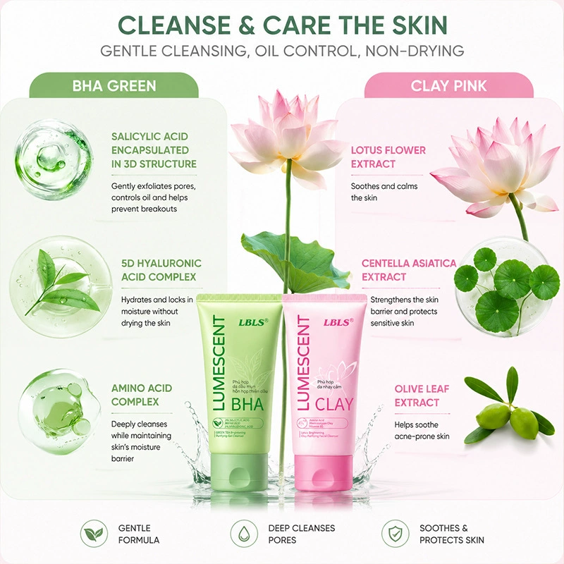 LBLS Lotus Brightening Clay Purifying Facial Cleanser (Pink)